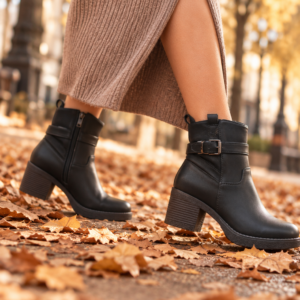 Imagen de Botines Negros Entre Hojas Otoñales