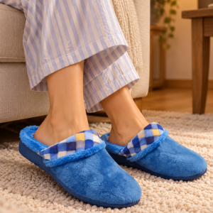 Imagen de Pantuflas Azules Sobre Alfombra Acogedora