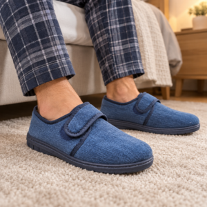 Imagen de Pantuflas Azules Sobre Alfombra Cálida